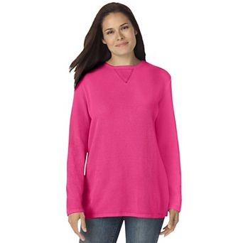 Woman Within Plus Size Ultra Soft Waffle Thermal Sweatshirt