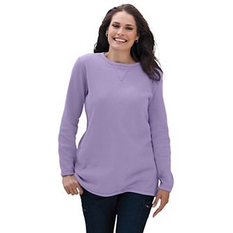 Woman Within Plus Size Waffle Thermal Sweatshirt