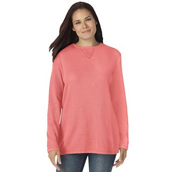 Woman Within Plus Size Ultra Soft Waffle Thermal Sweatshirt