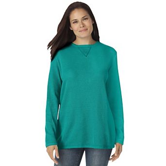 Woman Within Plus Size Ultra Soft Waffle Thermal Sweatshirt
