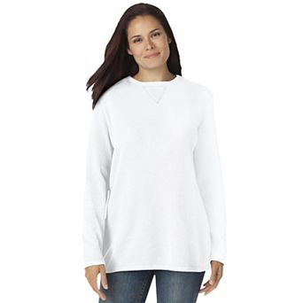 Woman Within Plus Size Ultra Soft Waffle Thermal Sweatshirt