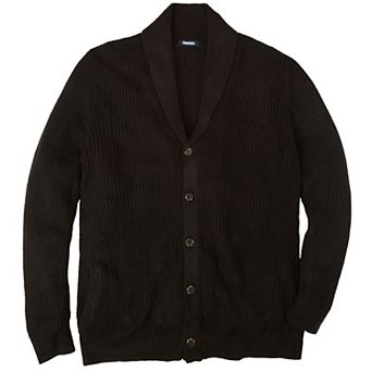 KingSize Men's Big & Tall Shaker Knit Shawl-Collar Cardigan Sweater