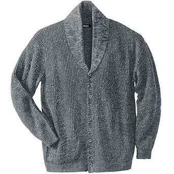 KingSize Men's Big & Tall Shaker Knit Shawl-Collar Cardigan Sweater