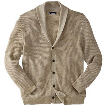 KingSize Men's Big & Tall Shaker Knit Shawl-Collar Cardigan Sweater