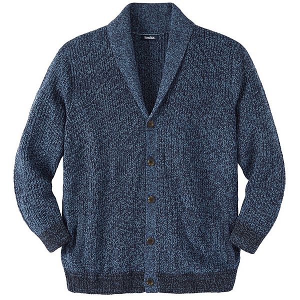KingSize Men's Big & Tall Shaker Knit Shawl-Collar Cardigan Sweater