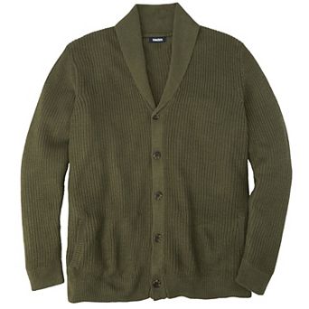 KingSize Men's Big & Tall Shaker Knit Shawl-Collar Cardigan Sweater