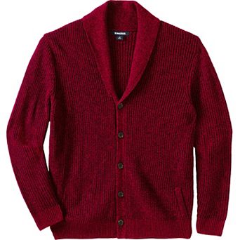 KingSize Men's Big & Tall Shaker Knit Shawl-Collar Cardigan Sweater