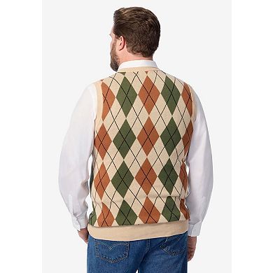 KingSize Men's Big & Tall V-Neck Argyle Sweater Vest