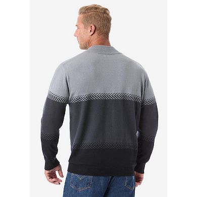 KingSize Men's Big & Tall Quarter Zip Mock Neck Lightweight Sweater