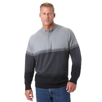 KingSize Men's Big & Tall Quarter Zip Mock Neck Lightweight Sweater