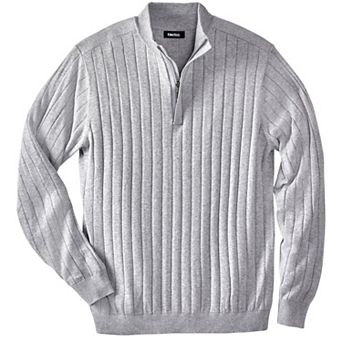 Kingsize Men's Big & Tall Quarter Zip Mock Neck Lightweight Sweater