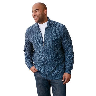 KingSize Men's Big & Tall Shaker Knit Zip-Front Cardigan