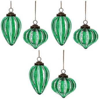 Adorn Your Christmas Tree with Ribbed Glass Ornaments (Set of 6)