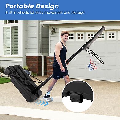 6.5-10 Ft Adjustable Portable Basketball Hoop With 44 Inch Shatterproof Backboard & Fillable Base
