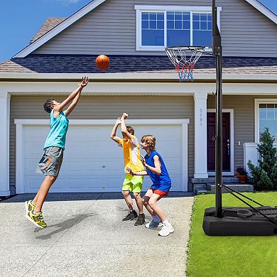 6.5-10 Ft Adjustable Portable Basketball Hoop With 44 Inch Shatterproof Backboard & Fillable Base