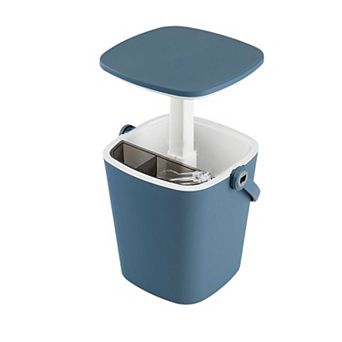 3 in 1 Outdoor Cooler Bar Table with Lift Top Lid Insulated Ice Bucket and Carry Handle