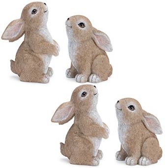 Bunny Figurines - Set of 4, 3 in and 4 in Tall, Resin