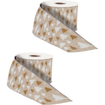 2.5" X 10 Yds. Wired Holiday Ribbon Polyester (Set Of 2)