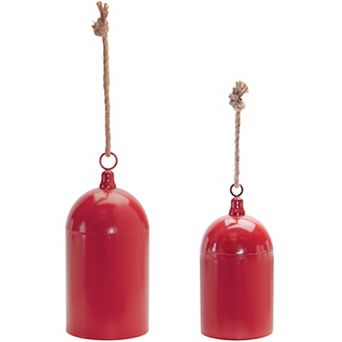 Bell Ornament (Set Of 2) 6"h, 10.5"h Metal and Rope