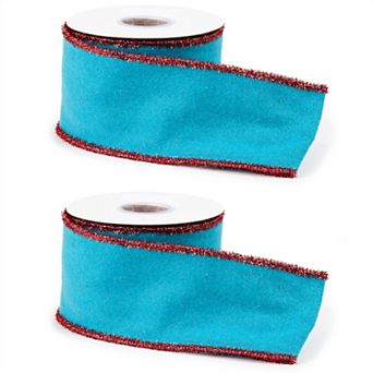 Wired Holiday Ribbon - Wool, Acrylic, Iron Wire(Set of 2)