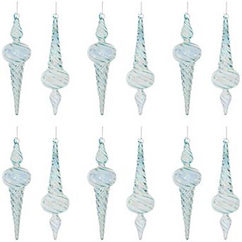 Adorn Your Christmas Tree with Swirl Glass Drop Ornaments (Set of 12)