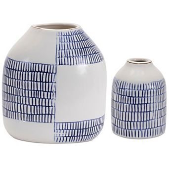 Ceramic Vase Set of 2 - 3 in Diameter x 4 in Height, 6 in Diameter x 6.5 in Height