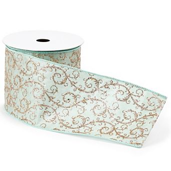 4" x 10 Yards Wired Holiday Polyester/Metallic Ribbon