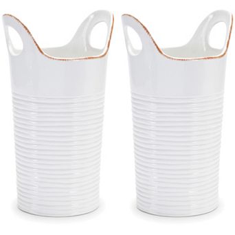 Beautiful Decorative Ceramic Vases - 11.5 Inch Tall Vases for Farmhouse Home Decor (Set of 2)