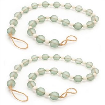 Beautiful Glass and Wood Bead Garland Ornaments Set for Christmas Tree (Set of 2)