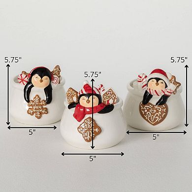 Sullivan's 3-Piece Whimsical Penguin Christmas Containers Set