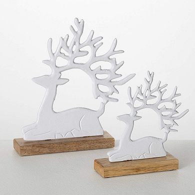 Haven Living 2-pc. Metal Christmas Deer Figurines Table Decor Set