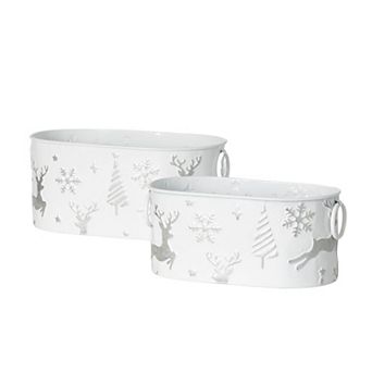 Haven Living 2 pc Embossed Christmas Planters Set
