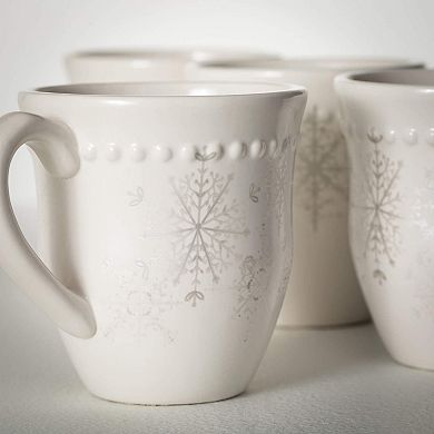 Sullivan's Silver White Snowflake Mug Set of 4