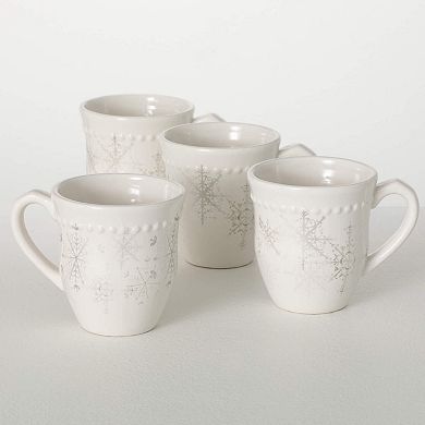 Sullivan's Silver White Snowflake Mug Set of 4