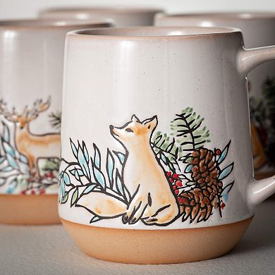 Sullivan's Embossed Winter Woodland Creature Mug Set of 4