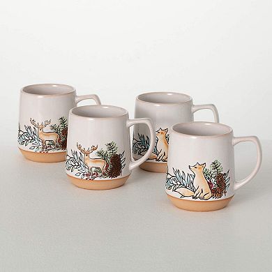Sullivan's Embossed Winter Woodland Creature Mug Set of 4