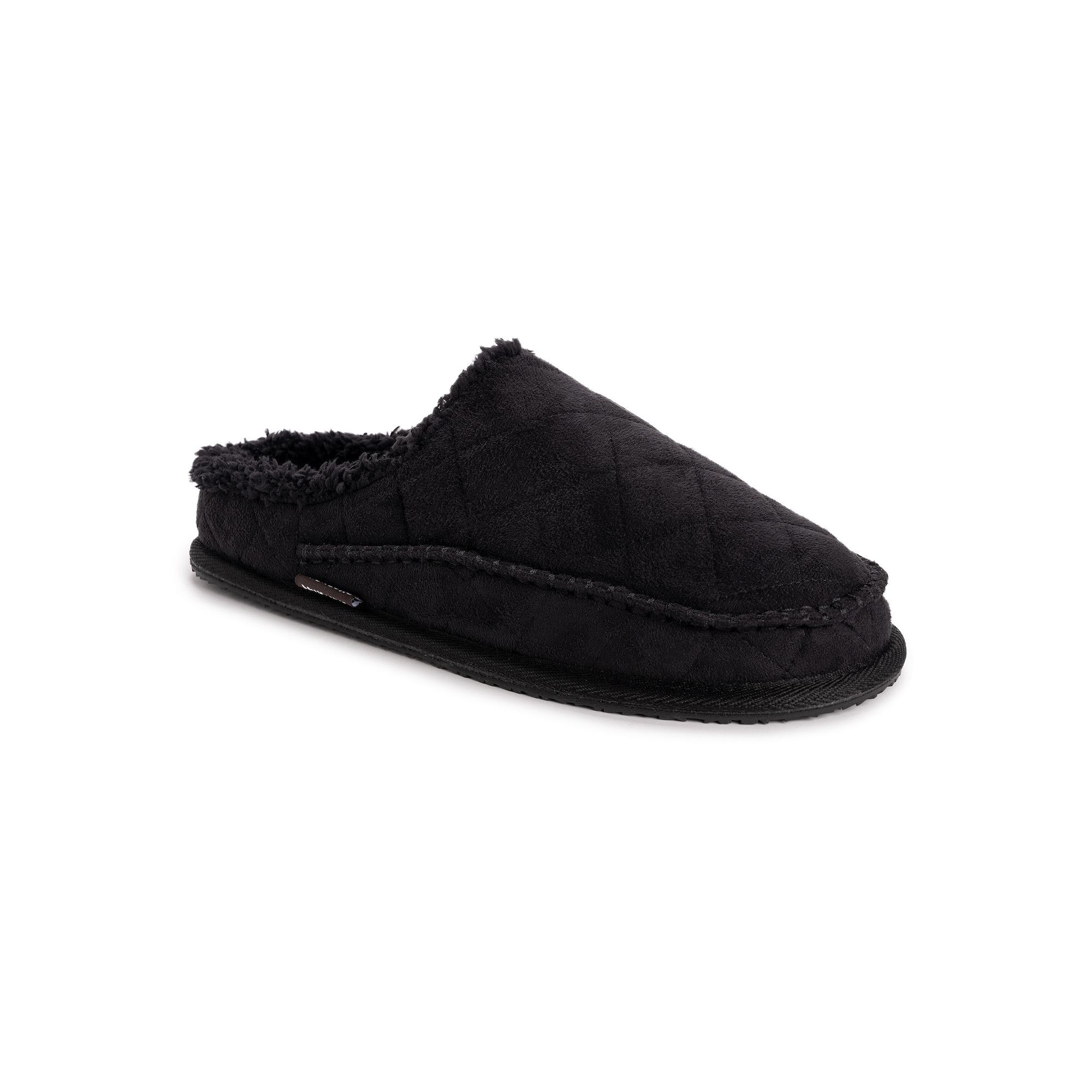 MUK LUKS Pierced Scuff Mens Slippers, Size: Small, Quilted Black Microfib