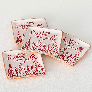 Sullivan's 'Tis The Season Christmas Tree Snack Plate Set of 4