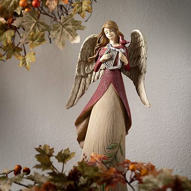 Haven Living 9.75" Christmas Angel With Harp Figurine