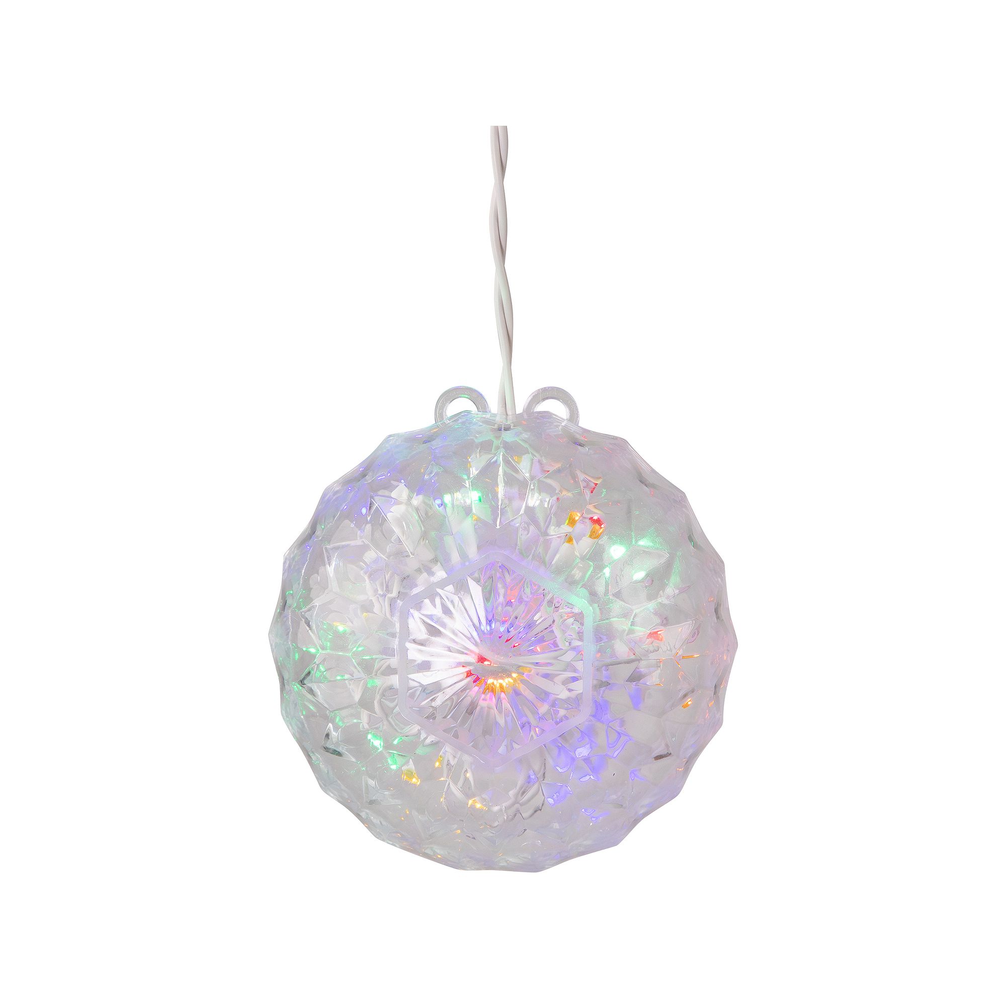 Northlight 6-Inch LED Multi-Color Hanging Crystal Sphere Outdoor Christmas 