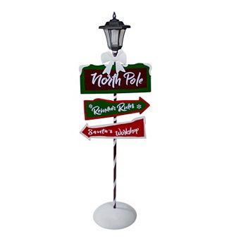 Northlight 49.75 in Solar-Powered North Pole Lantern Post Christmas Sign