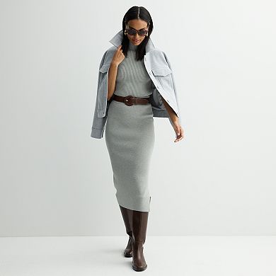 Petite Nine West Ribbed Column Skirt
