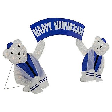 Northlight LED Polar Bear "Happy Hanukkah" Sign Outdoor Decoration