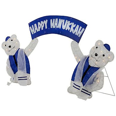 Northlight LED Polar Bear "Happy Hanukkah" Sign Outdoor Decoration