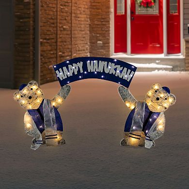 Northlight LED Polar Bear "Happy Hanukkah" Sign Outdoor Decoration