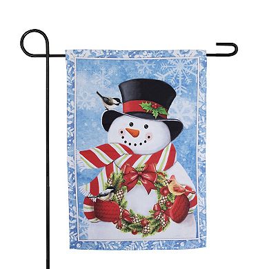 Northlight Snowman with Wreath Outdoor Christmas Garden Flag