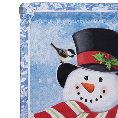 Northlight Snowman with Wreath Outdoor Christmas Garden Flag