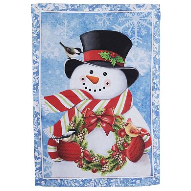 Northlight Snowman with Wreath Outdoor Christmas Garden Flag