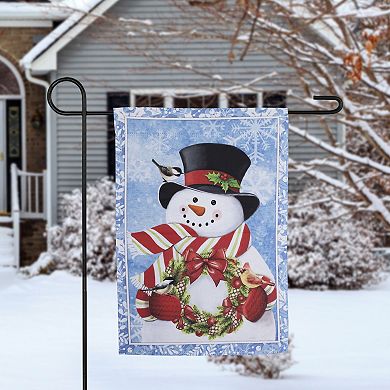 Northlight Snowman with Wreath Outdoor Christmas Garden Flag