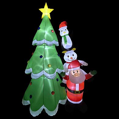 Northlight LED Inflatable Stacked Santa, Snowman & Penguin Outdoor Decoration